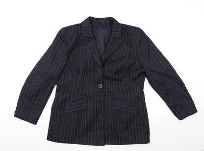 Essence Womens Blue Striped  Jacket Suit Jacket Size 18
