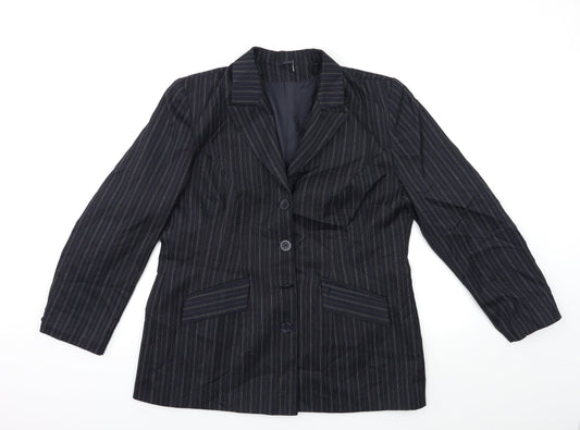 essence Womens Blue Striped  Jacket Suit Jacket Size 18