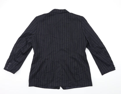 Essence Womens Blue Striped  Jacket Suit Jacket Size 18