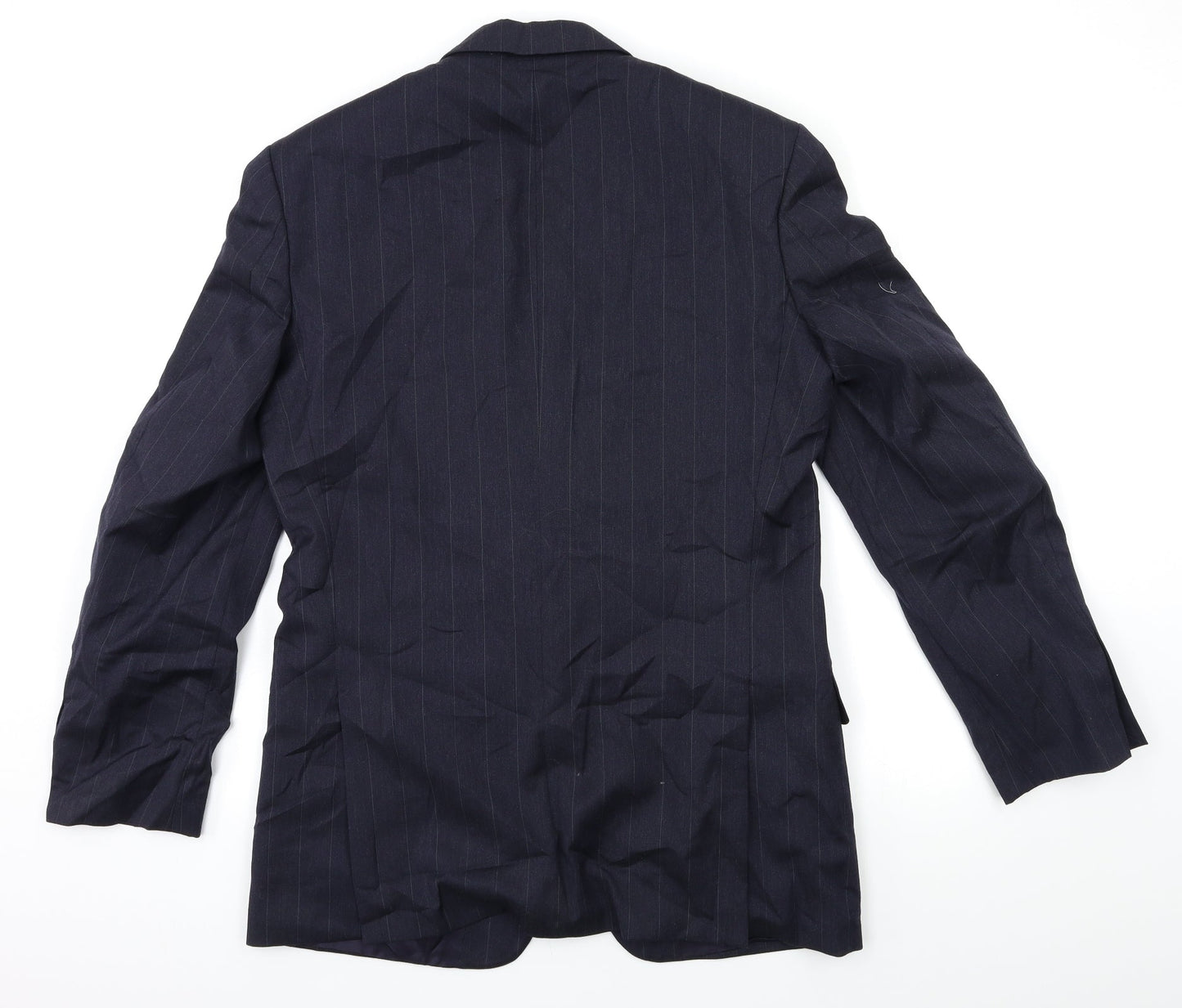 Preworn Mens Blue Striped  Jacket Suit Jacket Size 38