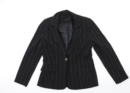 St Bernard Womens Black Striped  Jacket Blazer Size 12
