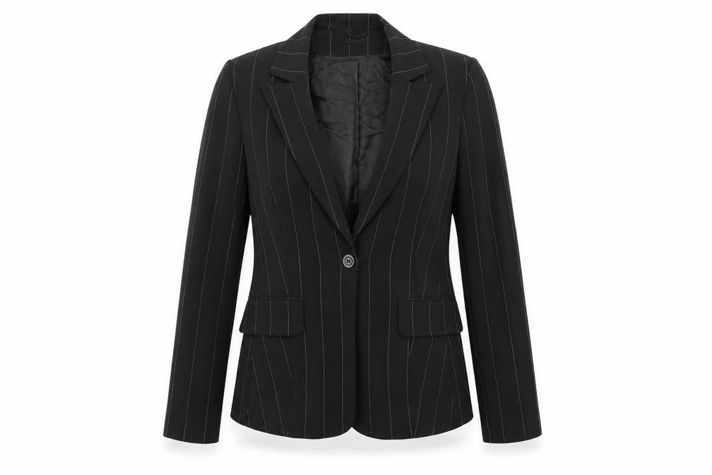 St Bernard  Womens Black Striped  Jacket Blazer Size 12