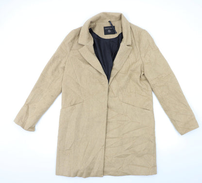 Additional front view of Dorothy Perkins women’s beige overcoat coat, size UK 12