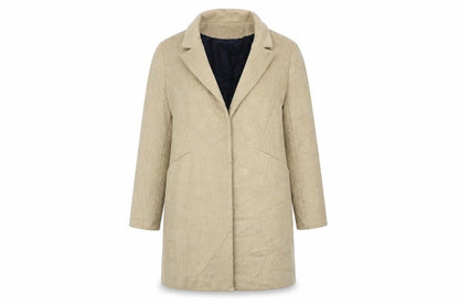 Front view of Dorothy Perkins women’s beige overcoat coat, size UK 12