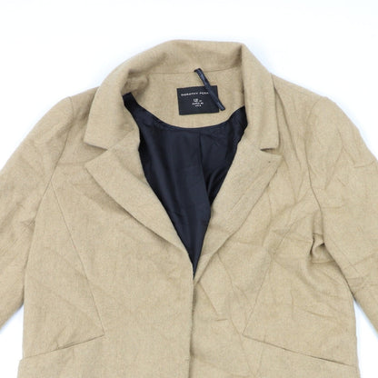 Close-up detail of Dorothy Perkins women’s beige overcoat coat, size UK 12