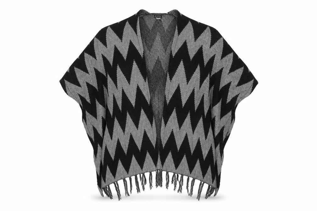 BASHA Womens Grey Geometric   Shawl/Wrap