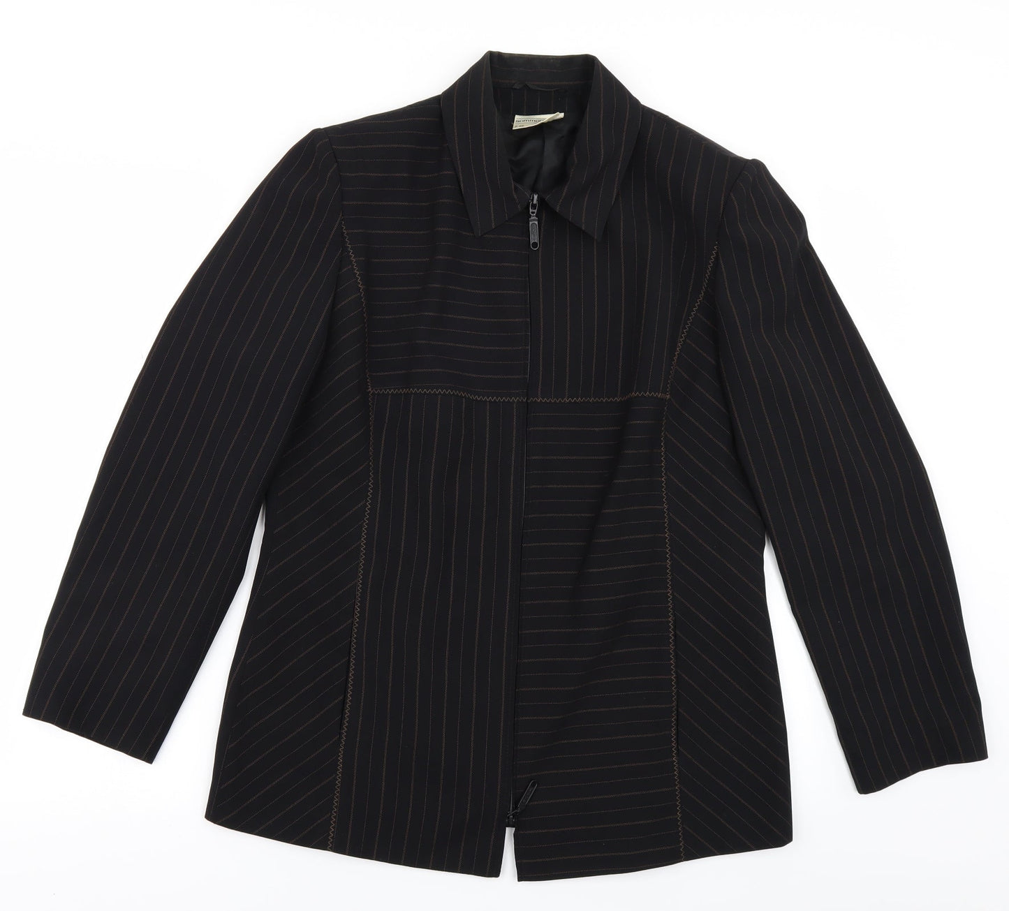 Sommermann Womens Black Striped  Jacket Blazer Size 14