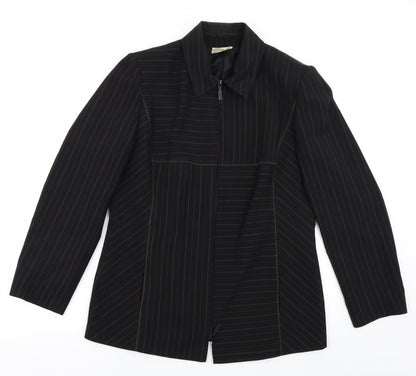 Sommermann Womens Black Striped  Jacket Blazer Size 14
