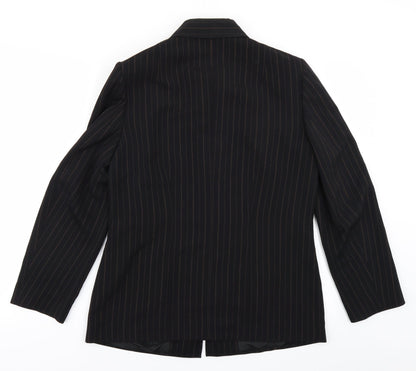 Sommermann Womens Black Striped  Jacket Blazer Size 14