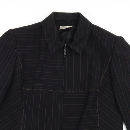 Sommermann Womens Black Striped  Jacket Blazer Size 14