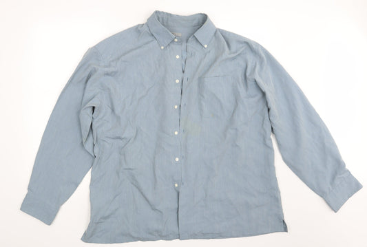 M&S Mens Blue    Button-Up Size XL