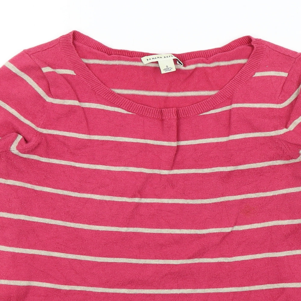 banna replic Womens Pink Striped  Pullover Jumper Size S