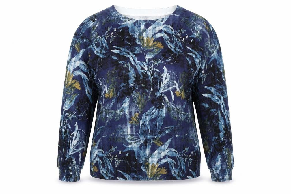 Joseph A Womens Blue Geometric  Henley Jumper Size M