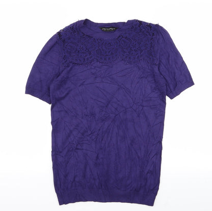Dorothy Perkins Womens Purple Floral  Basic T-Shirt Size 10