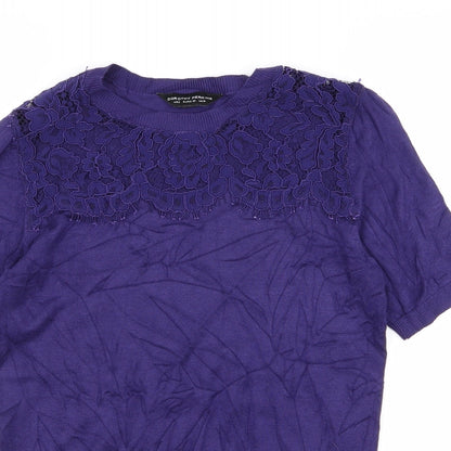 Dorothy Perkins Womens Purple Floral  Basic T-Shirt Size 10