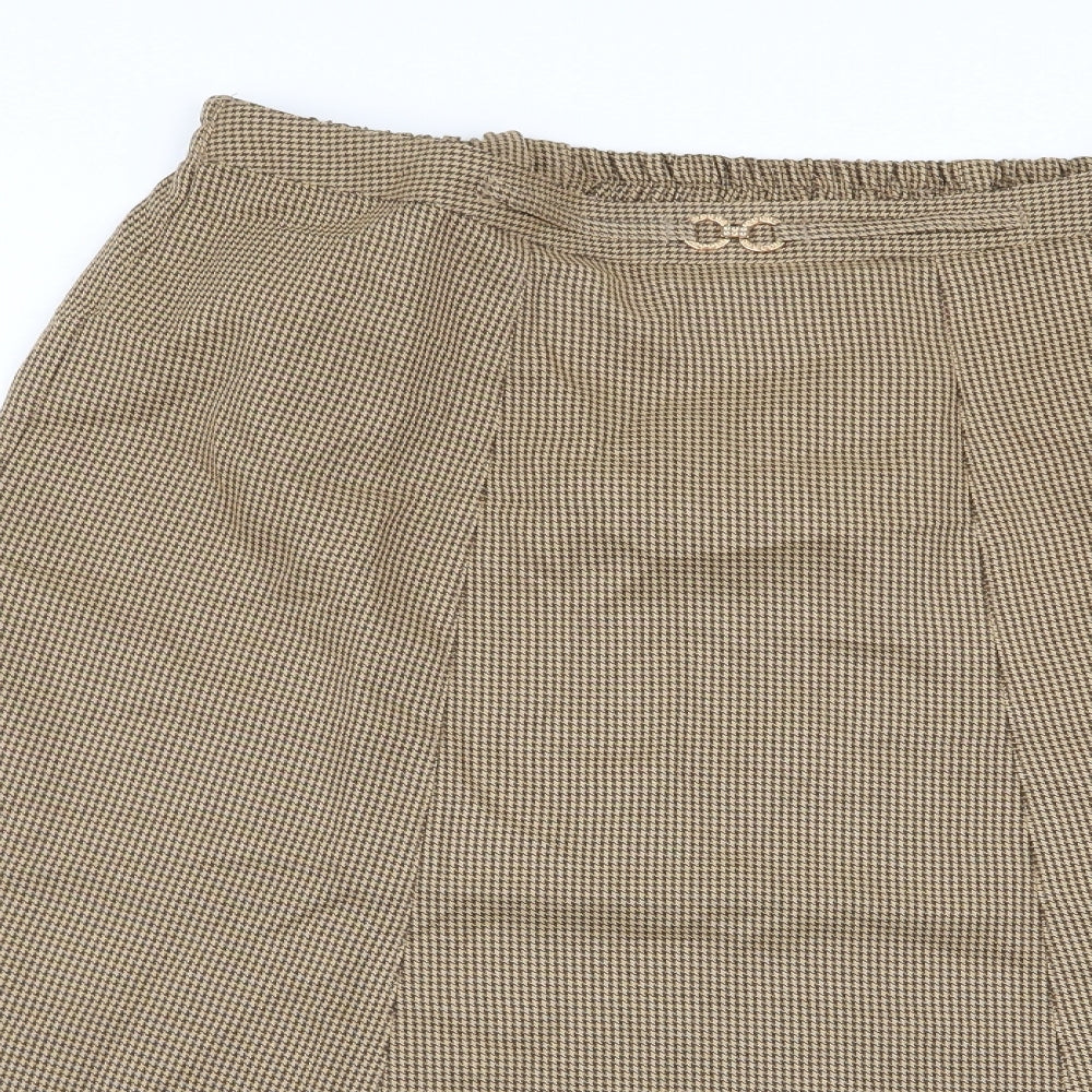 Damart Womens Yellow Houndstooth  Flare Skirt Size 18  - Stretch waistband