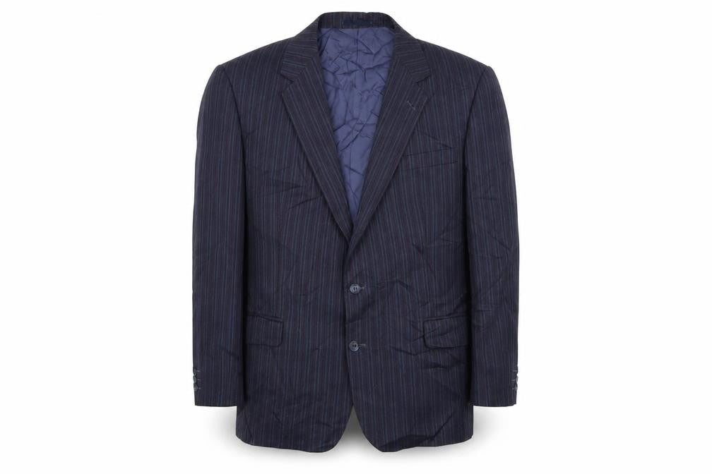 Preworn Mens Blue Striped  Jacket Suit Jacket Size 46