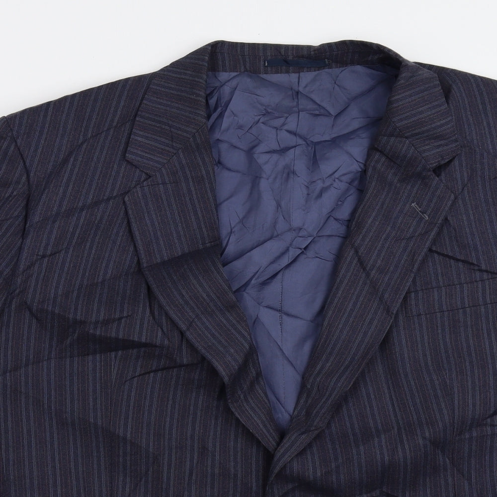 Preworn Mens Blue Striped  Jacket Suit Jacket Size 46