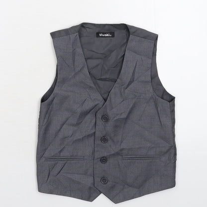 Additional front view of VivaKi boys’ grey jacket waistcoat, size 5, years