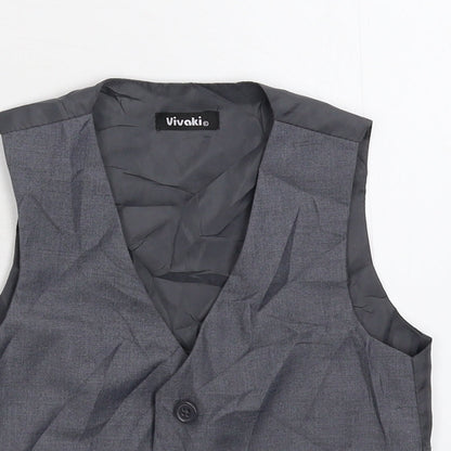 Close-up detail of VivaKi boys’ grey jacket waistcoat, size 5, years