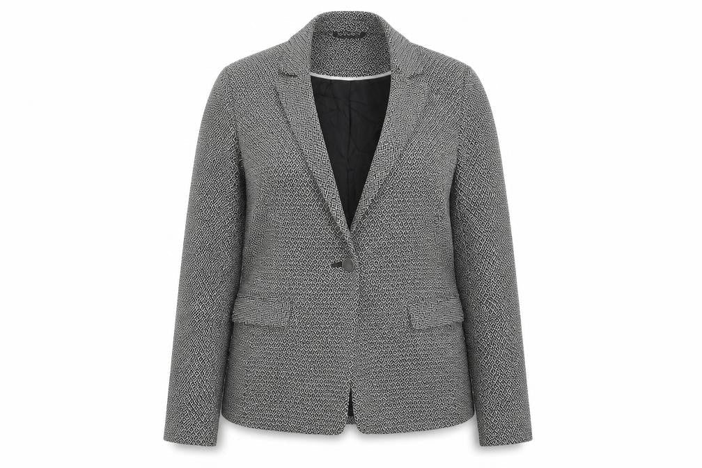 TU Womens Black Geometric  Jacket Suit Jacket Size 14