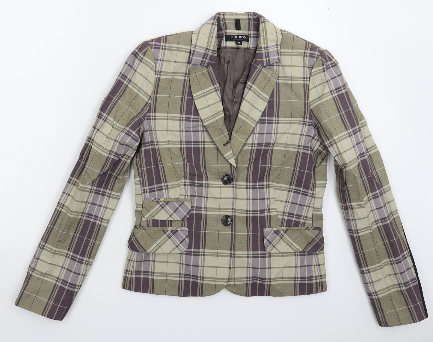 Comma Womens Multicoloured Check  Jacket Suit Jacket Size 10