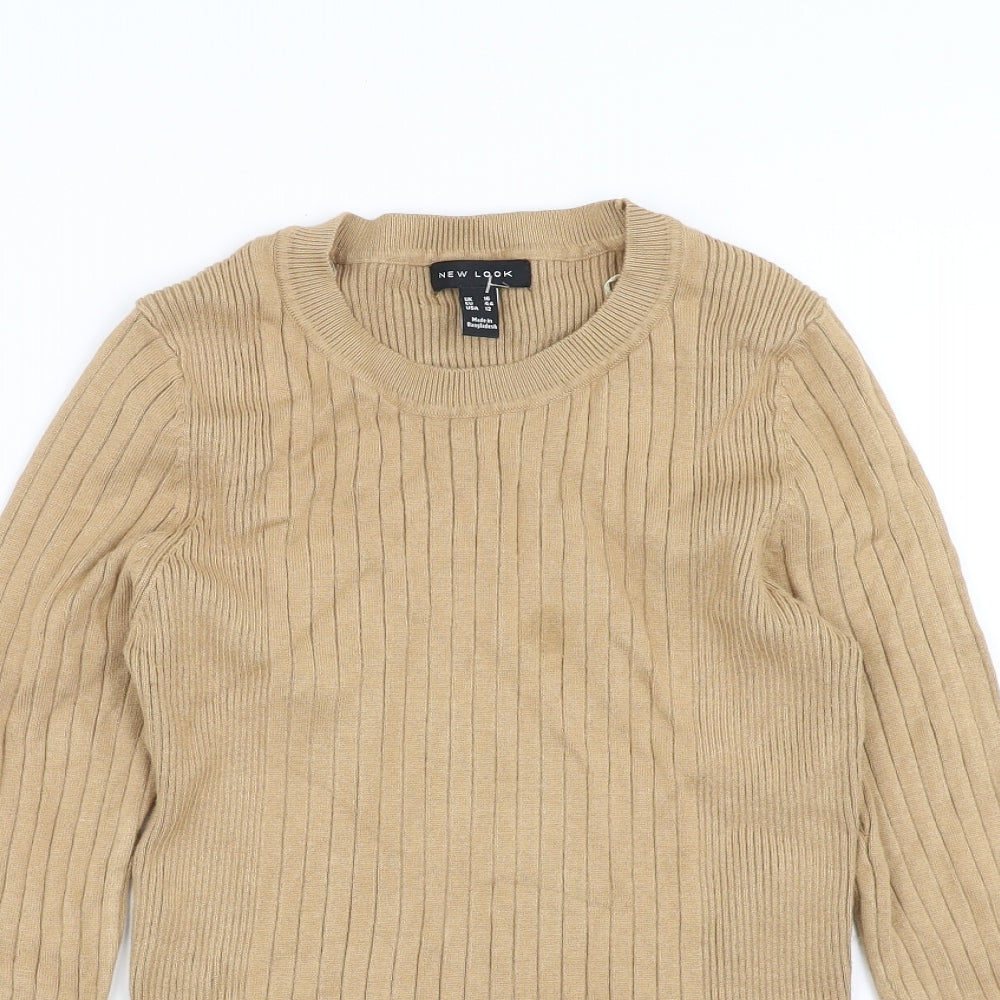 New Look Womens Beige Striped  Pullover Jumper Size 16