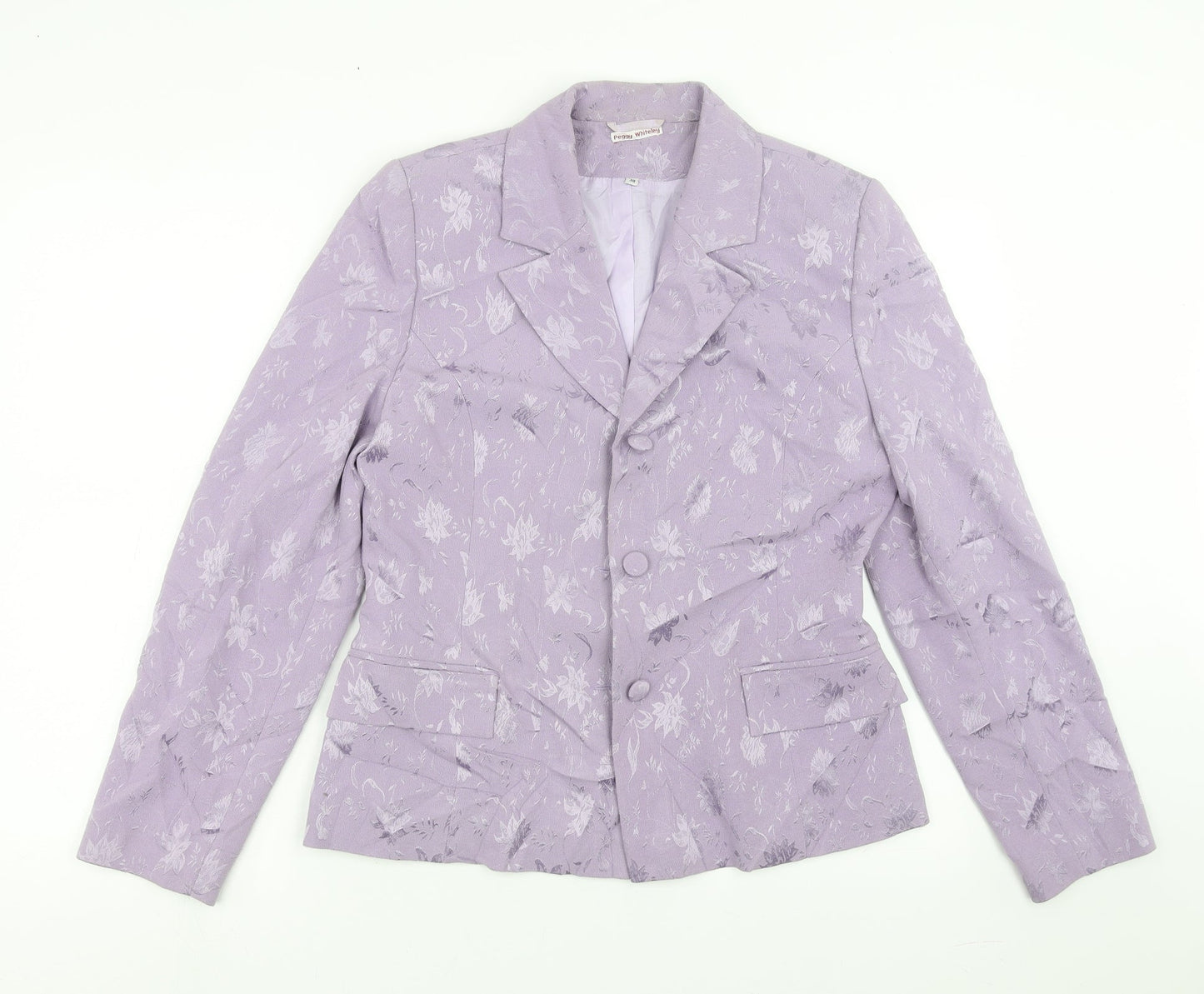 Preworn Womens Purple Floral  Jacket Suit Jacket Size 10