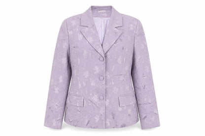 Preworn Womens Purple Floral  Jacket Suit Jacket Size 10
