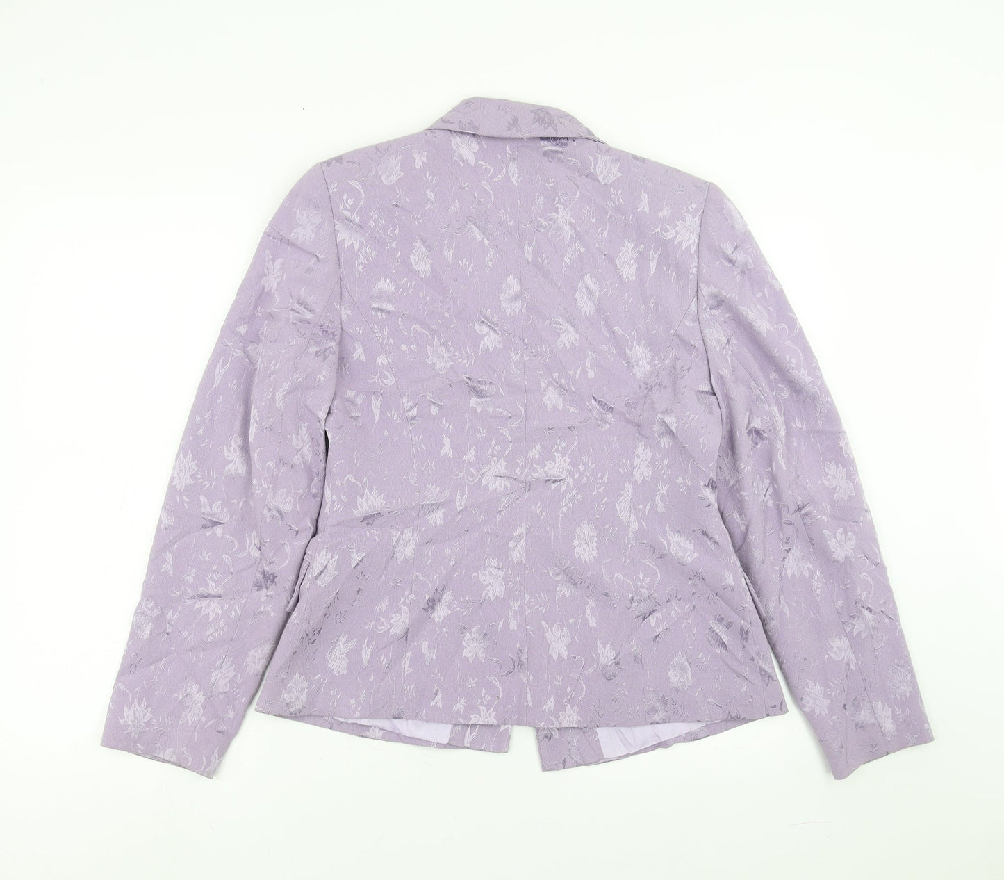 Preworn Womens Purple Floral  Jacket Suit Jacket Size 10