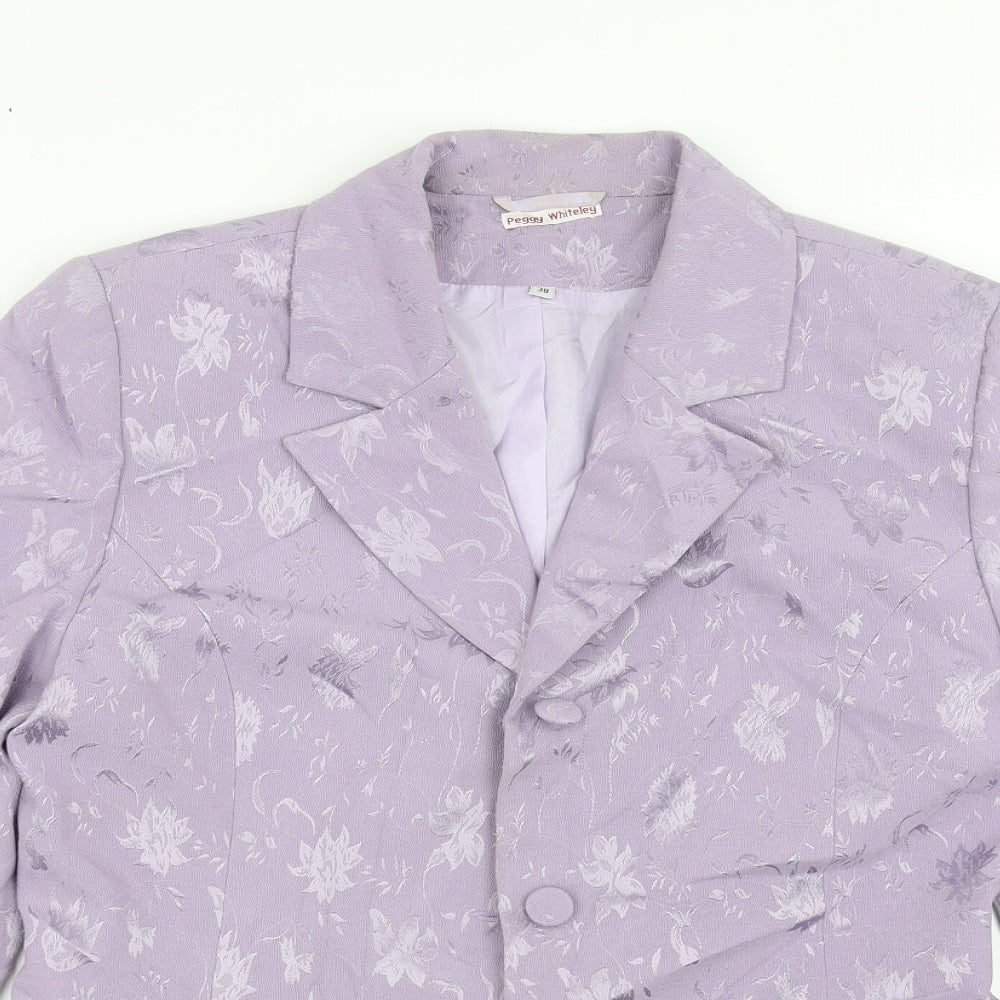 Preworn Womens Purple Floral  Jacket Suit Jacket Size 10