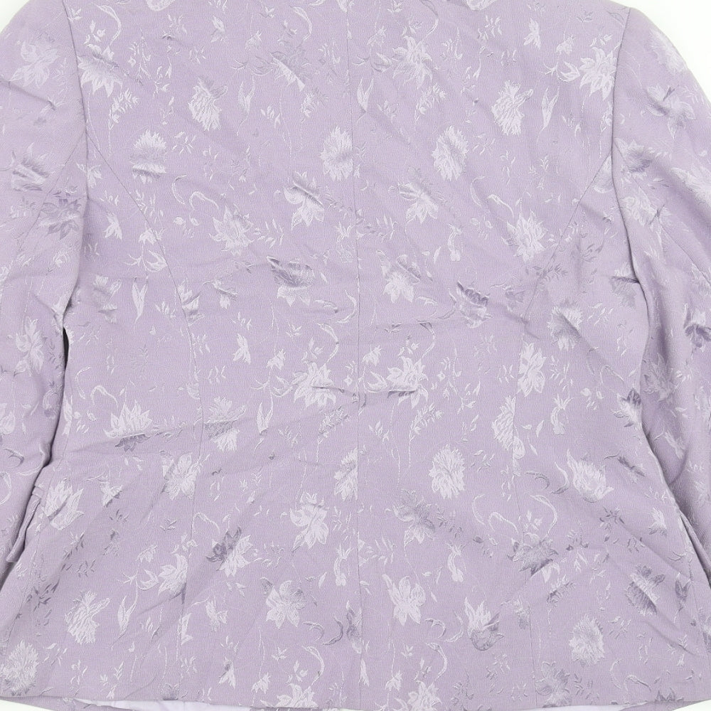 Preworn Womens Purple Floral  Jacket Suit Jacket Size 10