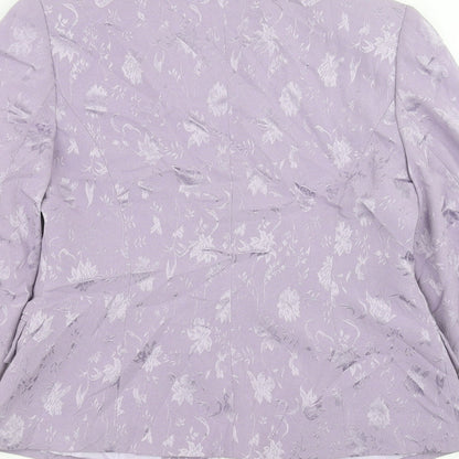 Preworn Womens Purple Floral  Jacket Suit Jacket Size 10