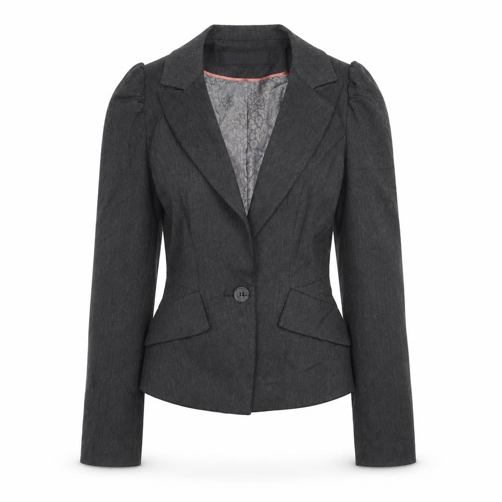 Warehouse Womens Grey Herringbone  Jacket Suit Jacket Size 8