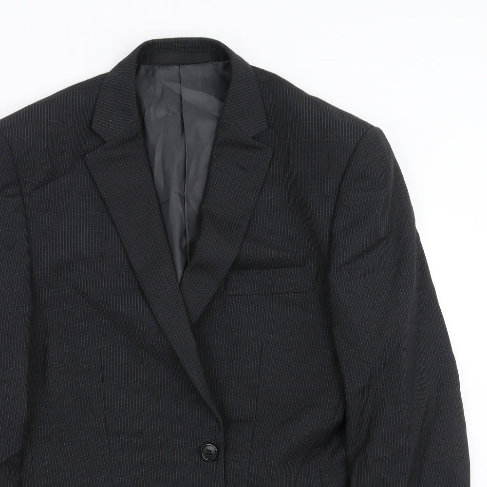 Marks and Spencer Mens Black Striped  Jacket Suit Jacket Size 38