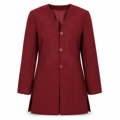 Collection Womens Red   Jacket Suit Jacket Size 10  - Embroidered detail