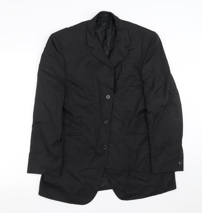 Additional front view of TU men’s black striped jacket suit jacket, size 40