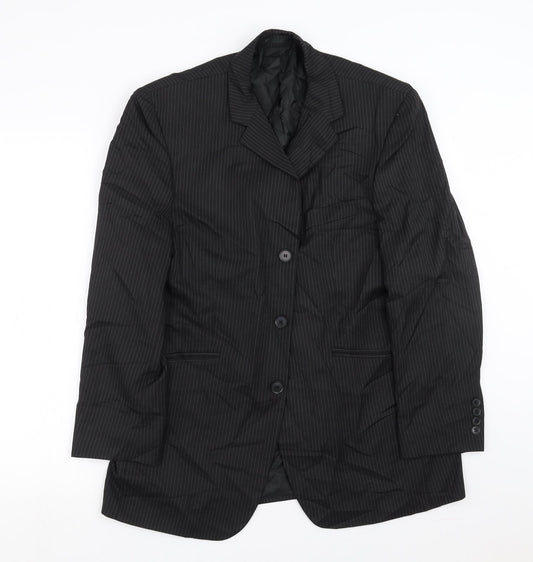 Sainsburys  Mens Black Striped  Jacket Suit Jacket Size 40