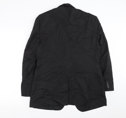 Back view of TU men’s black striped jacket suit jacket, size 40