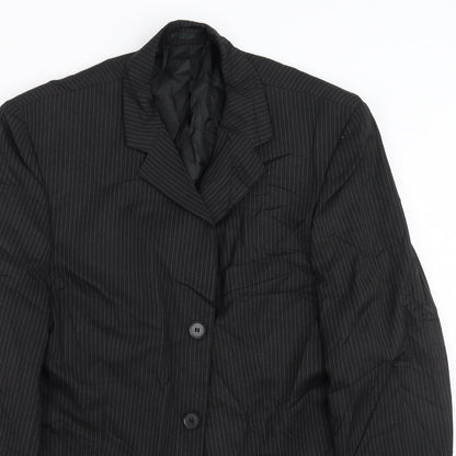 Close-up detail of TU men’s black striped jacket suit jacket, size 40