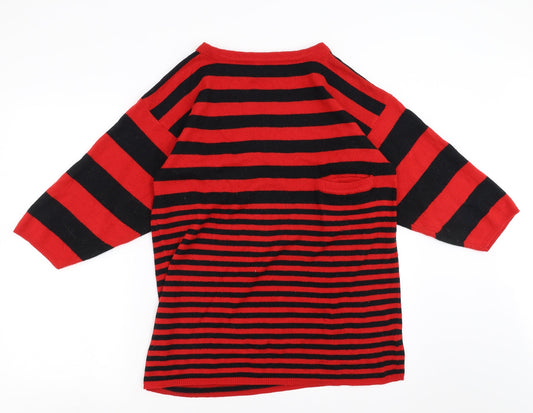MICHAEL CARRIE Womens Red Striped  Pullover Jumper Size M