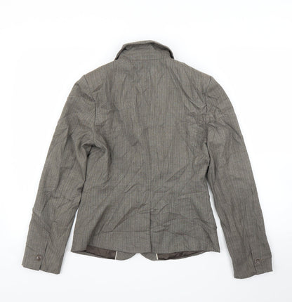 Next Womens Brown Striped  Jacket Blazer Size 8