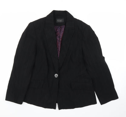 Additional front view of Principles women’s black striped jacket blazer, size UK 14