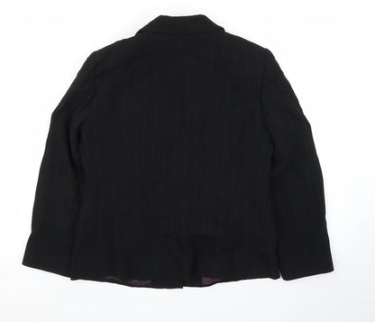 Back view of Principles women’s black striped jacket blazer, size UK 14