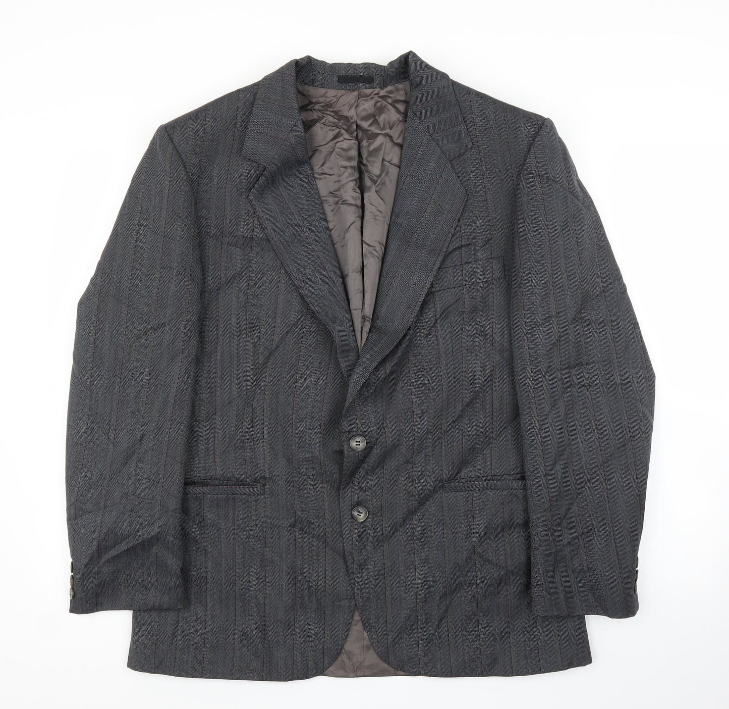 George Arthur Dunn Mens Grey Striped  Jacket Suit Jacket Size 38