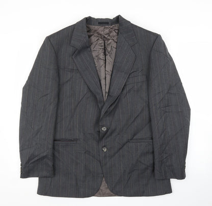 George Arthur Dunn Mens Grey Striped  Jacket Suit Jacket Size 38
