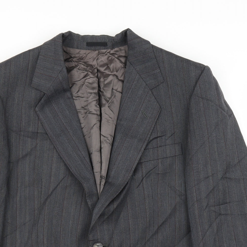 George Arthur Dunn Mens Grey Striped  Jacket Suit Jacket Size 38