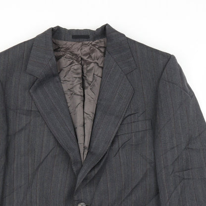 George Arthur Dunn Mens Grey Striped  Jacket Suit Jacket Size 38