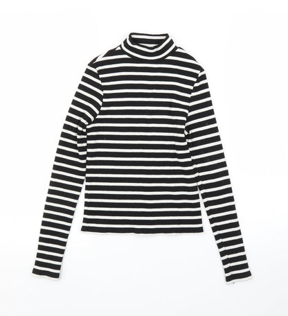 River Island Womens Black Striped  Basic T-Shirt Size 10