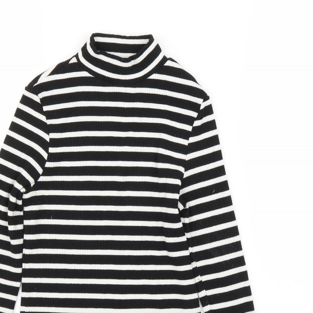 River Island Womens Black Striped  Basic T-Shirt Size 10